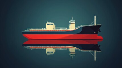 Low-poly tanker ship reflection