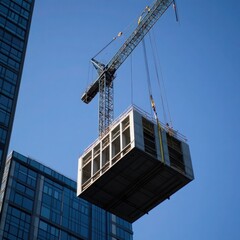 A construction site at night illuminated by floodlights