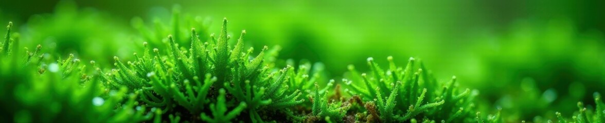 Emerald green sphagnum moss, intricate texture, vibrant detail , background, environment