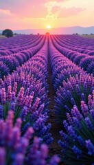 Obraz premium Endless rows of lavender, stretching to the distant horizon , outdoor, Provence