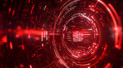 Obraz premium Abstract red digital technology futuristic interface background design data code glow lines cyber