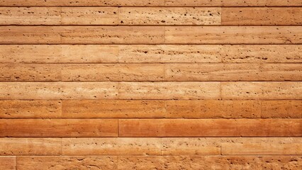 Naklejka premium Sustainable building materials concept. Textured wooden wall with horizontal planks in warm tones.