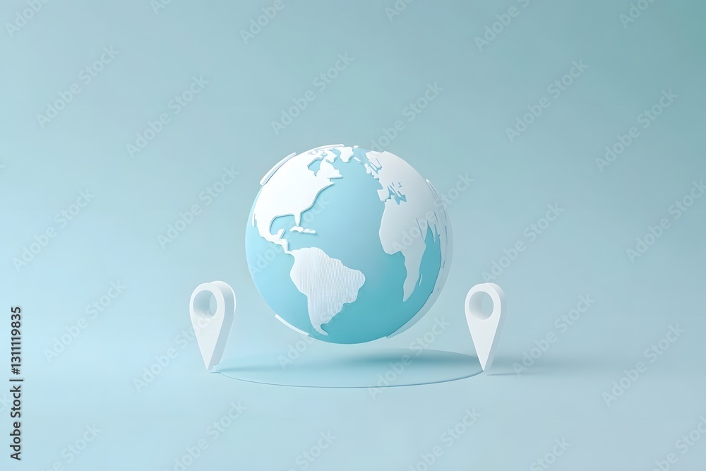Poster clean global travel inquiry faq layout with floating world map pins