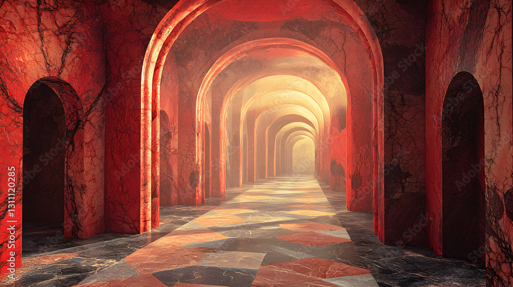 Poster virtual showcase hall displaying architecture digital gallery interior design modern environment wid