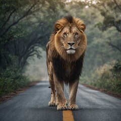 Naklejka premium lion in the zoo