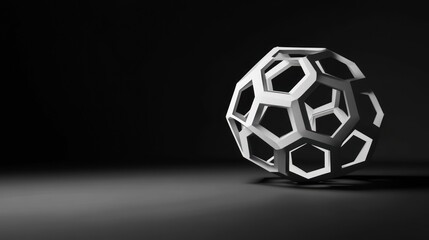 Fototapeta premium Abstract, white, geometric sphere on dark background