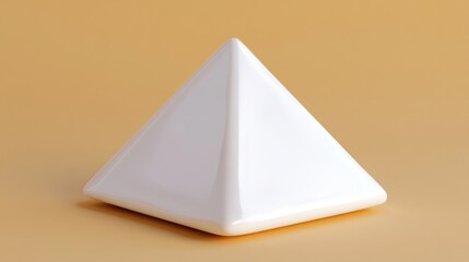 White Pyramid on Tan Background