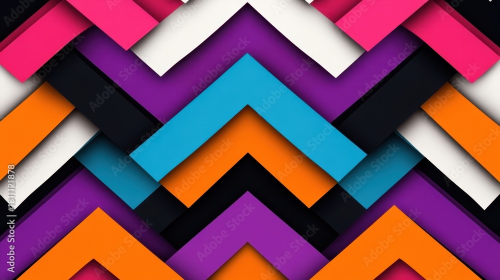 Poster vibrant zigzag chevron pattern in retro style for textiles and backgrounds
