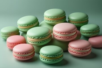Fototapeta premium a close up of a bunch of macarons on a table
