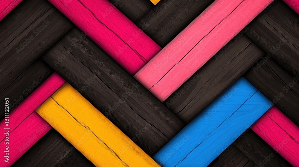 Poster retro-inspired chevron zigzag pattern with a modern twist in vibrant colors