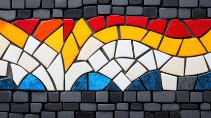 Obraz premium Multi-Colored Mosaic Tile Design with Geometric Patterns