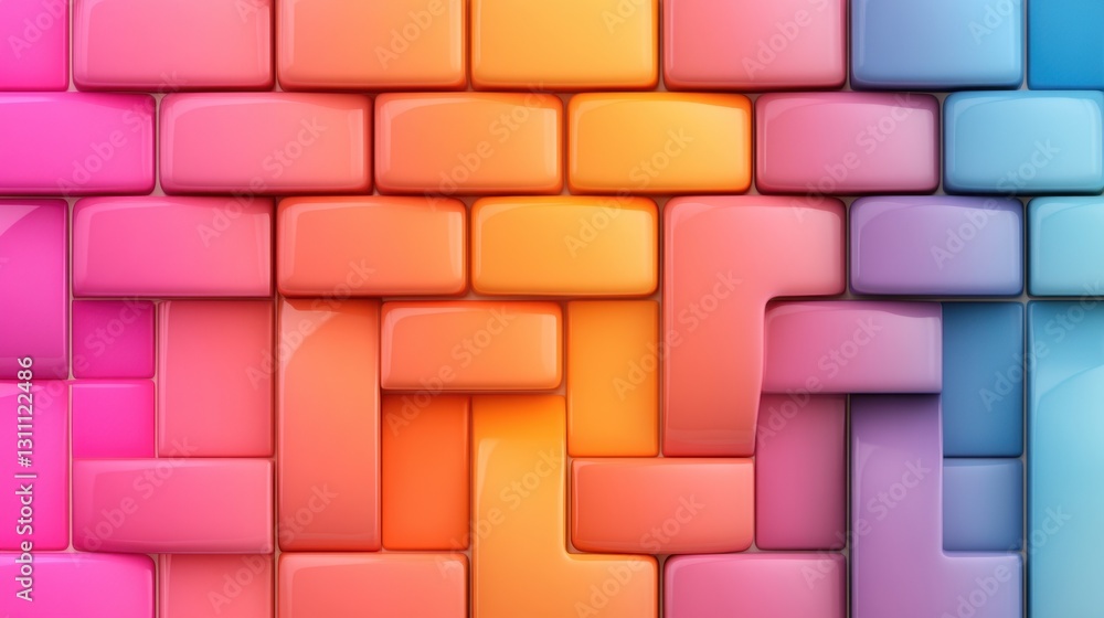 Poster a colorful wall made of blocks in various colors. the blocks are arranged in a way that creates a pa