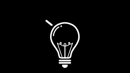 Lamp is on animation on black background 4K video motion graphic animation