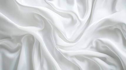 Obraz premium Elegant white silk fabric draped softly luxurious smooth texture background design wave fold pure