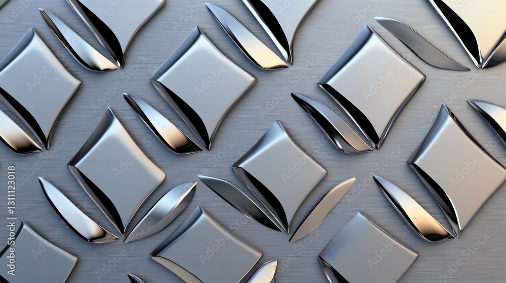 Poster chic silver diamond grid pattern with subtle textural depth