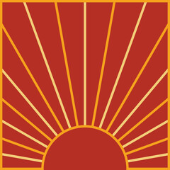 Linear sun design. Natural illustration in creative flat style.