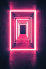 Fototapeta premium Neon Pink Tunnel Corridor (1)