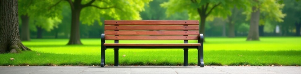 Obraz premium Metal park bench, simple design, clean lines, isolated , geometric, stock image