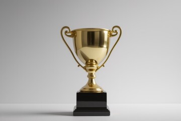 Fototapeta premium there is a gold trophy on a black pedestal
