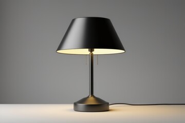 a close up of a lamp on a table with a gray background