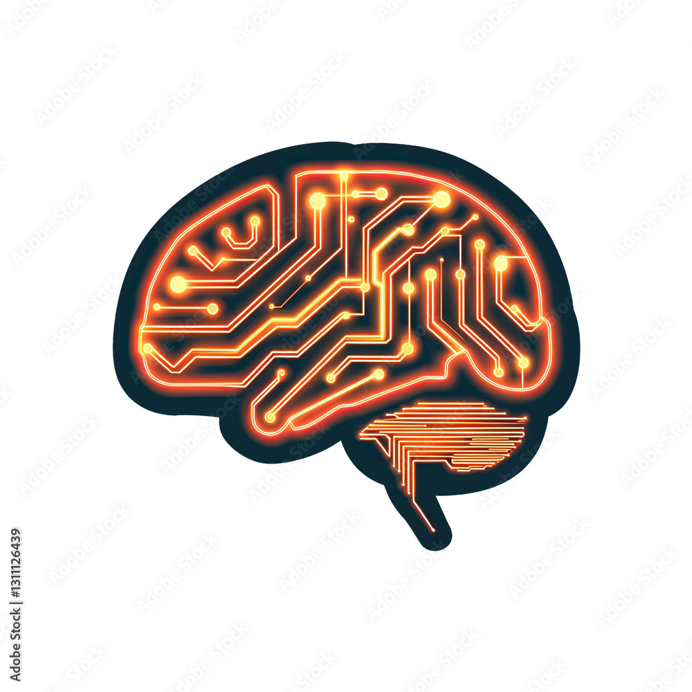 Poster a digital brain illustration representing advanced technology.