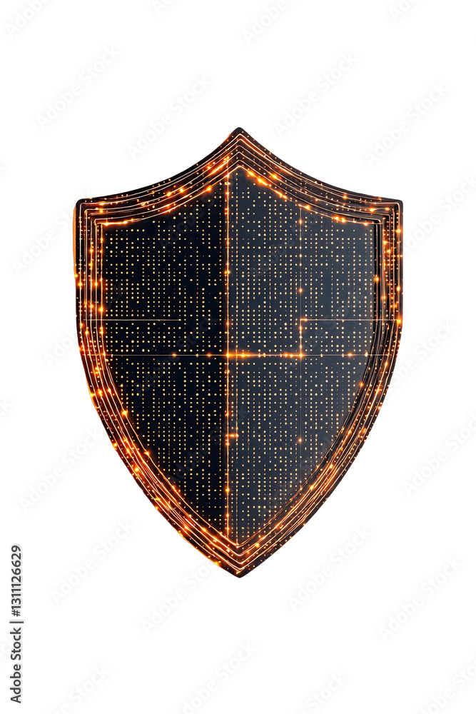 Poster a digital shield representing cybersecurity and protection.