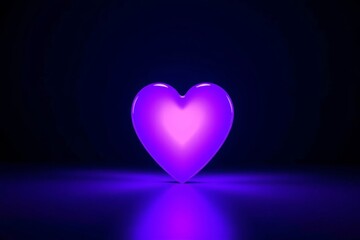 purple heart on a black background with a reflection