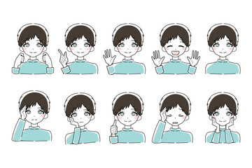 若い男性のイラストセット