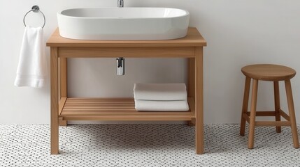 Modern Bathroom Sink with Wooden Vanity and Minimalist Design