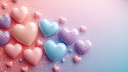 Obraz premium Pastel Hearts: A Delicate Collection of Candy-Colored Hearts for Valentine's Day