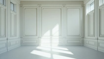Empty Grand Room Sunlight Illuminating Panelling