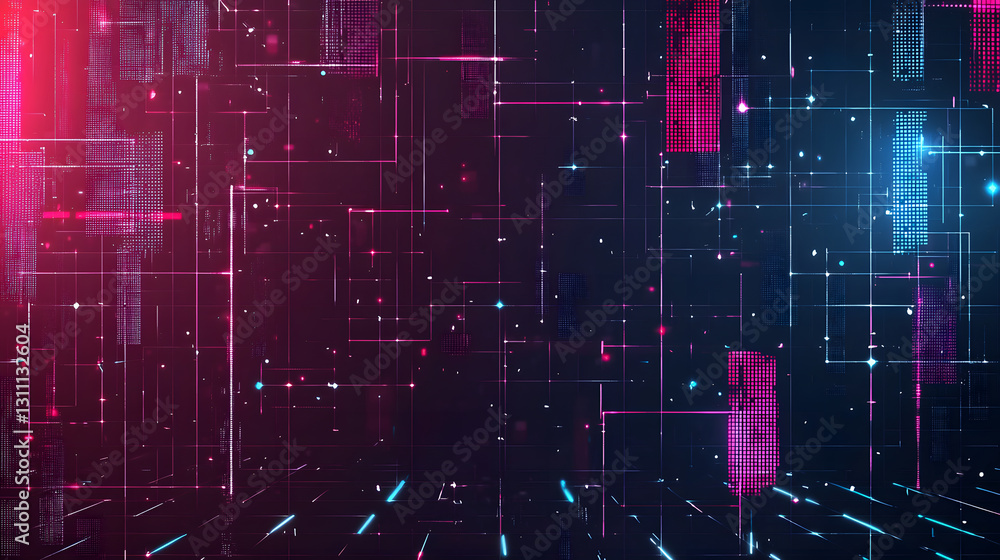 Poster dynamic cyberpunk digital grid background wallpaper futuristic design high-tech environment abstract