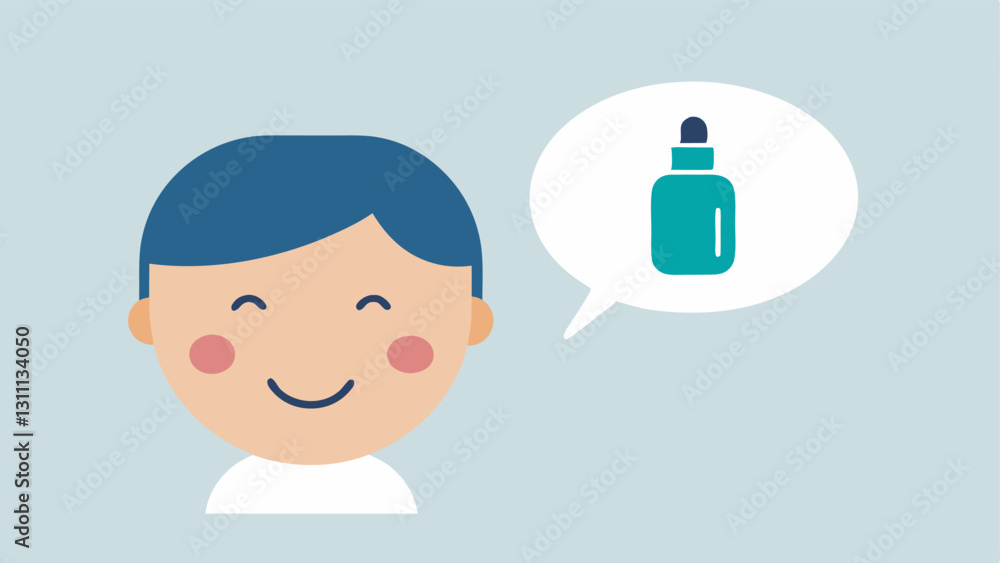 Poster user testimonial a speech bubble graphic with a simple positive quote about the serums effectiveness