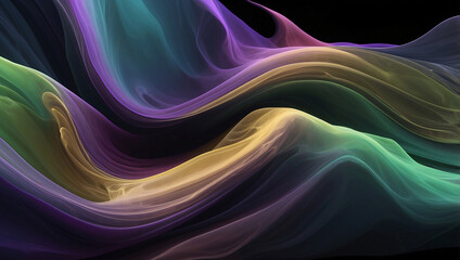 Fluid Neon Plasma in Purple and Green Flowing Across Neutral Gray Background

