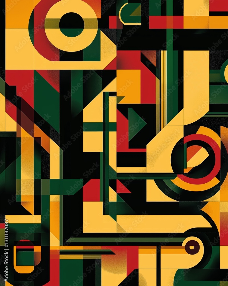 Poster ai-generated abstract art abstract geometric design with vibrant colors and shapes.