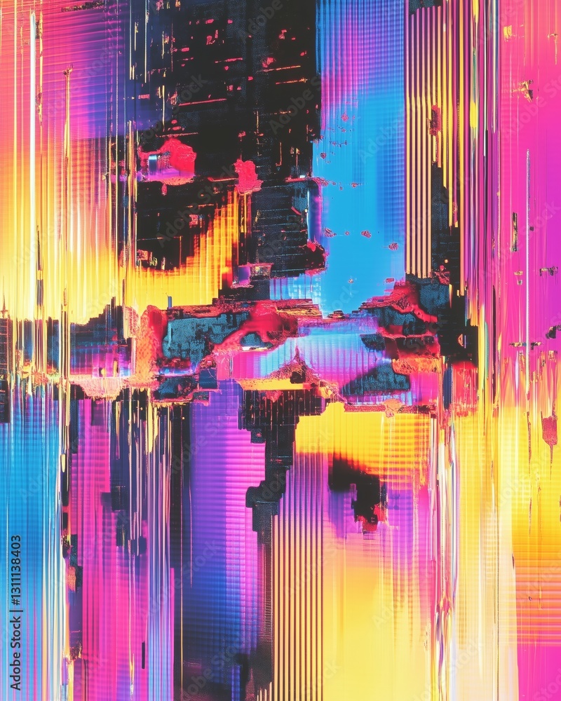 Poster ai-generated abstract art abstract colorful digital artwork with vibrant patterns.