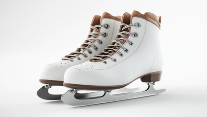 White figure skates on white background