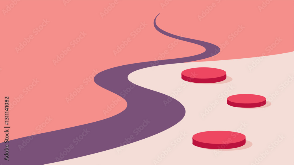 Poster transformational path a winding path leading towards a glowing smooth skin surface with exosomes dep
