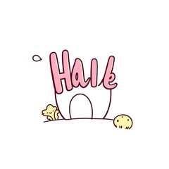 Obraz premium Whimsical Cartoonish Illustration with Bold Outlines and Vibrant Pastel Colors on White Background