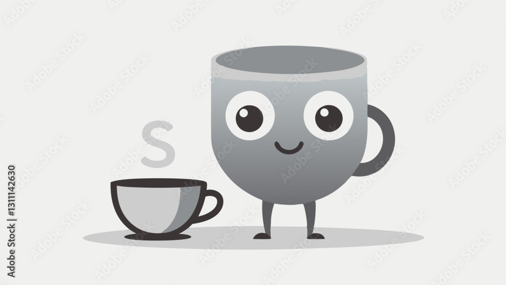 Poster tiny s character a tiny cartoonish s character with big expressive eyes and a small smile is depicte