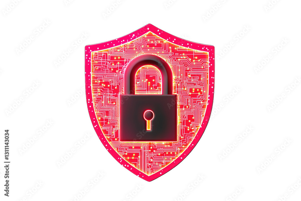 Poster Digital padlock symbolizing cybersecurity and data protection.
