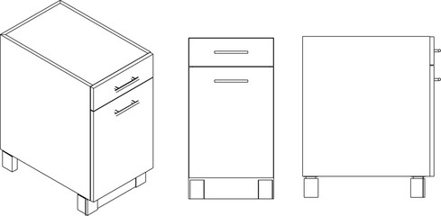 vector illustration sketch design interior furniture cabinet 