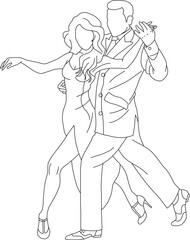 Vector illustration sketch design silhouette image of a dancing couple in action performing their dance