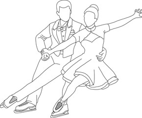 Vector illustration sketch design silhouette image of a dancing couple in action performing their dance