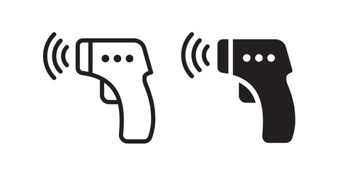 Infrared thermometer icon in outline and solid style. Vector illustration.