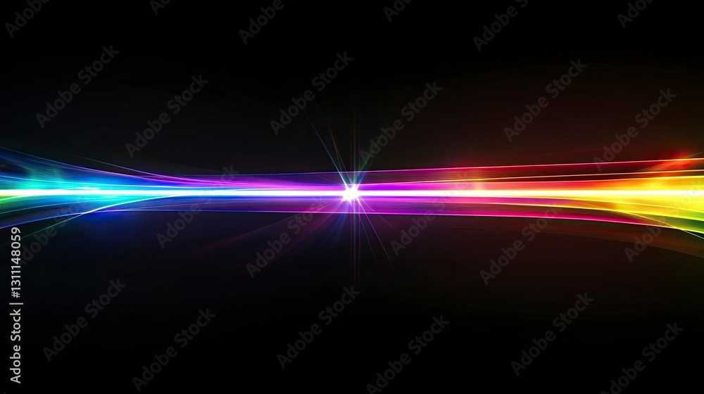 Poster abstract background with neon lines and glowing elements on a black backdrop, empty space for design