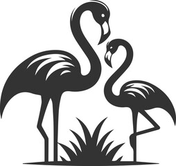 Silhouette of a flamingo interacting with another flamingo animal vector