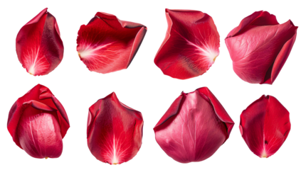 Beautiful red rose petals, isolated on transparant background