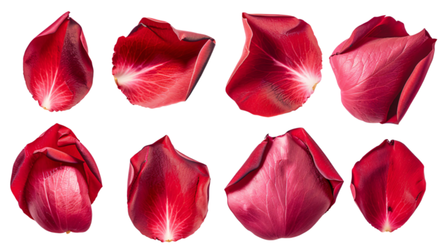Beautiful red rose petals, isolated on transparant background