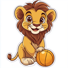 Obraz premium lion cub with a ball